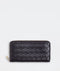 BOTTEGA VENETA WOVEN LEATHER ZIP AROUND WALLET BROWN