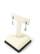 Synthetic Blue Topaz Gold-Stone Earrings 10K White Gold 1.87g