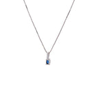 DIAMOND & SAPPHIRE NECKLACE 2.93G 14K-W/G, 1-OVAL CUT SAPPHIRE 0.49CTW, 3-ROUND