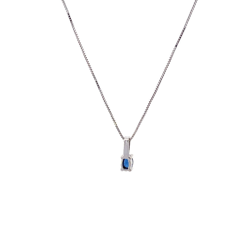 DIAMOND & SAPPHIRE NECKLACE 2.93G 14K-W/G, 1-OVAL CUT SAPPHIRE 0.49CTW, 3-ROUND