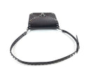 VALENTINO ROCKSTUD SPIKE NOIR CRINKLE LOCK SADDLE CROSSBODY