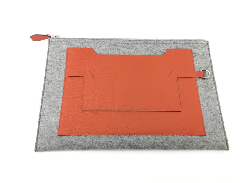 HERMÈS WOOL FELT CLUTCH HANDBAG