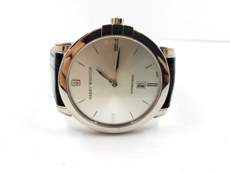 HARRY WINSTON MIDNIGHT 18KT 42MM W STRAP W  BOX AND PAPERS