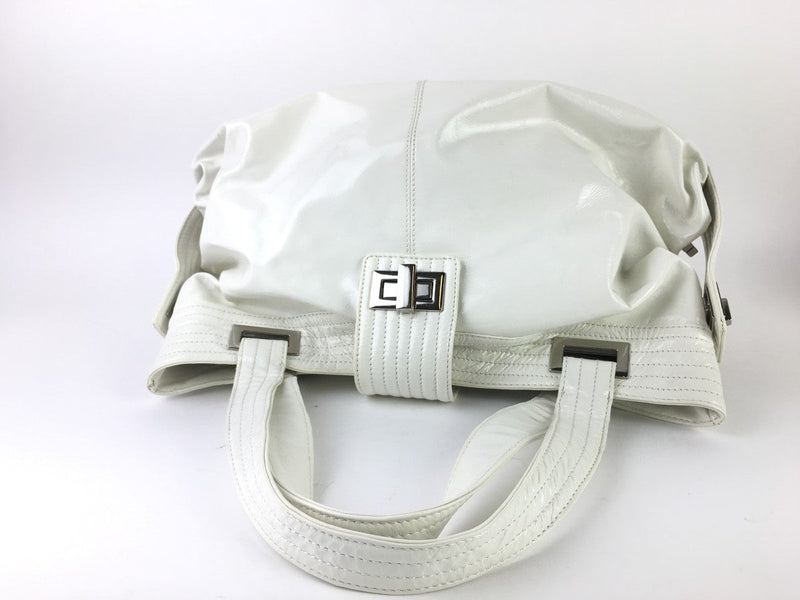 KOOBA WHITE PATENT LEATHER SATCHEL