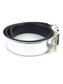 SALVATORE FERRAGAMO MEN'S GANCINI METALLIC LEATHER BELT