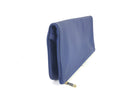 L.K. BENNETT LEATHER FOLDING CLUTCH IN BLUE