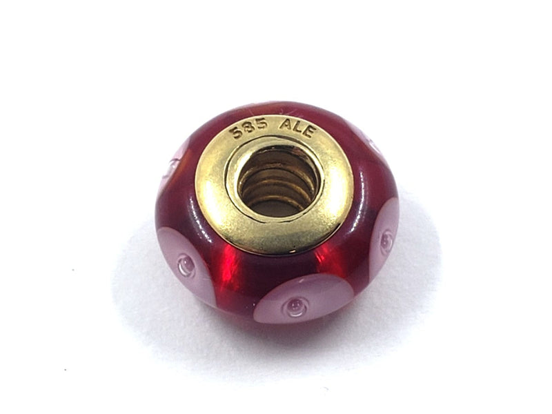 Pandora Gold Red Mystic Murano Charm 14K Yellow Gold 3.02g