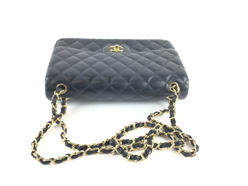 CHANEL LAMBSKIN DOUBLE FLAP JUMBO SHOULDER BAG