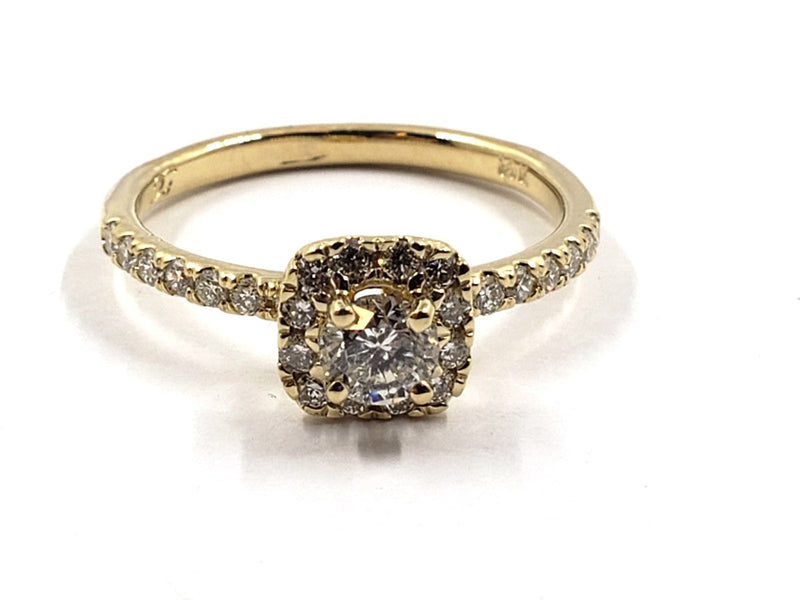 .36cntr Diamond Engagement Ring 17 Diamonds .84 Carat T.W. 14K Yellow Gold 2.4g