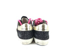 GOLDEN GOOSE SUPER-STAR SNEAKERS IN BLACK GLITTER AND SUEDE WITH CAMOUFLAGE FABR