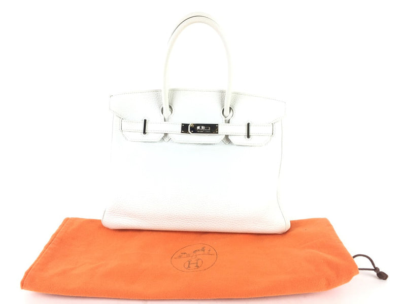 HERMÈS CLEMENCE BIRKIN 30 HANDBAG WHITE PHW