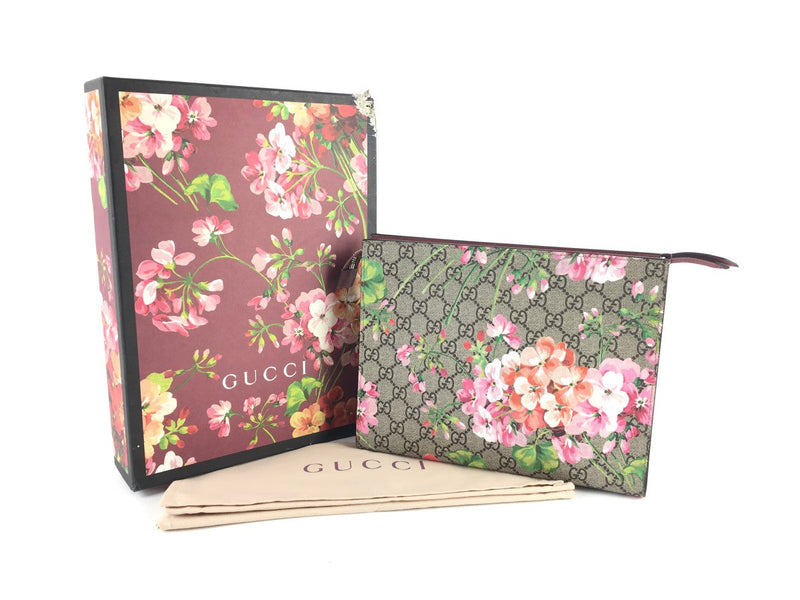 GUCCI 430268 GG SUPREME MONOGRAM BLOOMS LARGE COSMETIC CASE