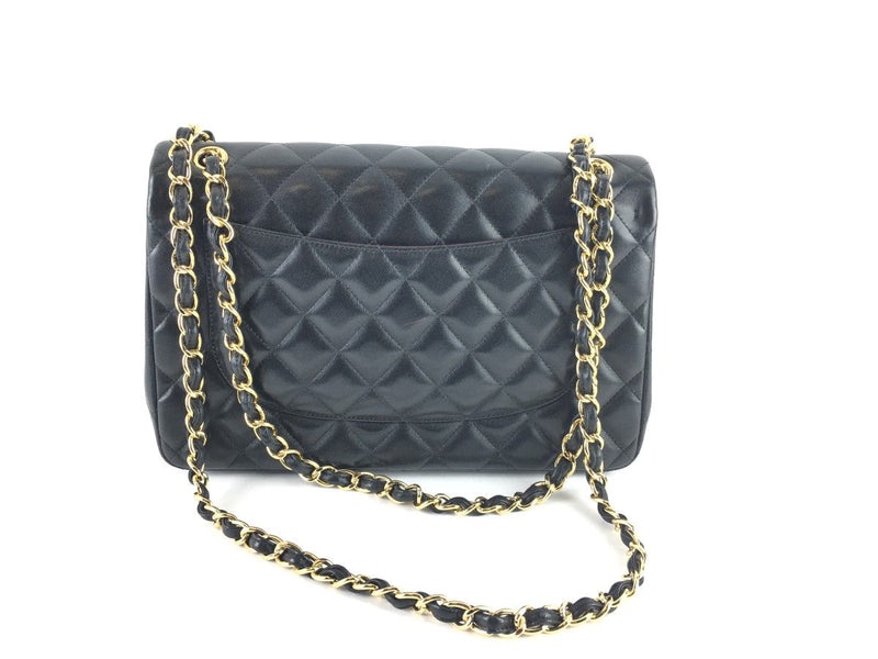 CHANEL LAMBSKIN DOUBLE FLAP JUMBO SHOULDER BAG