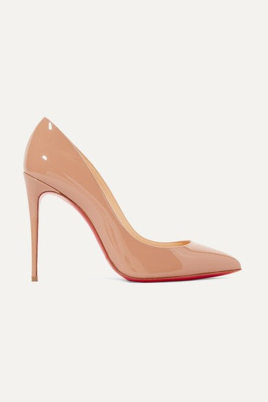 CHRISTIAN LOUBOUTIN PIGALLE FOLLIES 100 PATENT HEELS NUDE SIZE 38