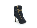 GIUSEPPE ZANOTTI GLITTER PEEP-TOE BOOTIES