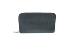 BURBERRY LOGO EMBOSSED LEATHER ZIPAROUND WALLET BLACK