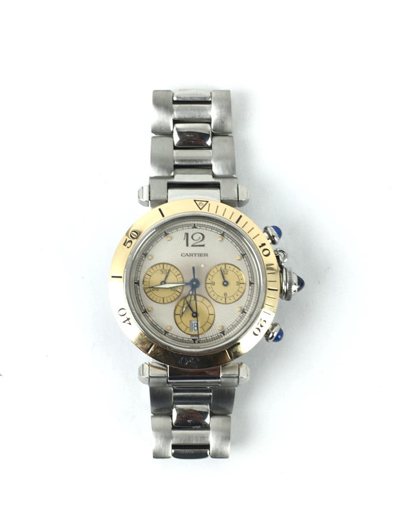 CARTIER 18KT CHRONOGRAPH PASHA 1032 QUARTZ  18KT S&G