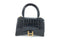 BALENCIAGA XS HOURGLASS CROC-EMBOSSED LEATHER TOP HANDLE BAG