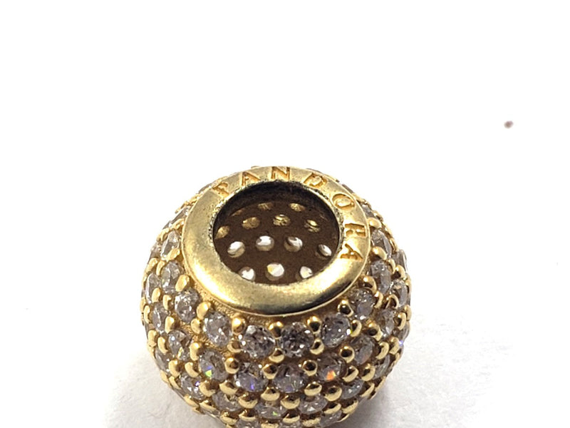 Pandora Gold CZ Pave Ball Charm 14K Yellow Gold 2.35g