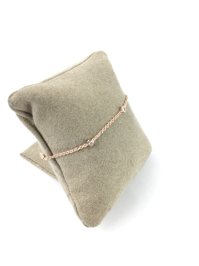 Gold-Diamond Bracelet 5 Diamonds .25 Carat T.W. 14K Rose Gold 1.69g