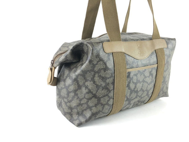 YVES SAINT LAURENT DUFFLE YSL PRINTED GRAY PVC PLASTIC WEEKEND/TRAVEL