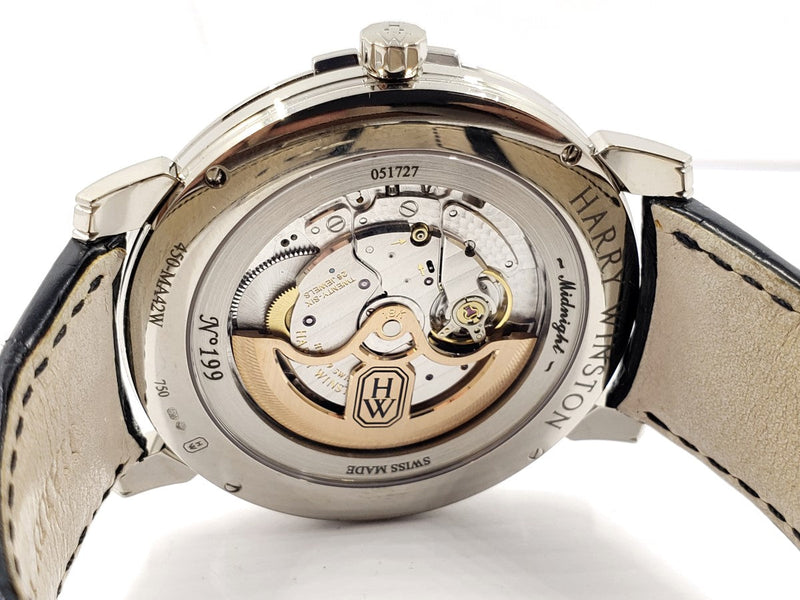 HARRY WINSTON MIDNIGHT 18KT 42MM W STRAP W  BOX AND PAPERS