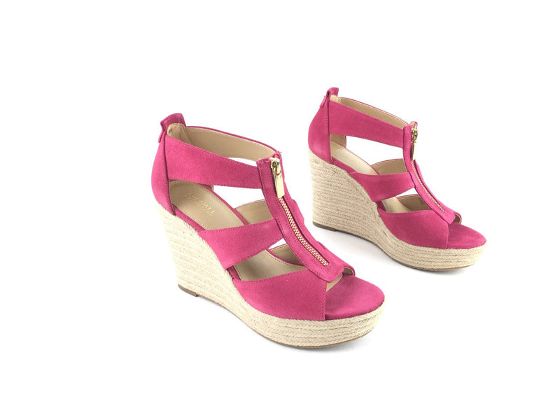 MICHAEL KORS SUEDE DAMITA WEDGE SANDALS PINK SIZE 7