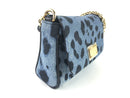 DOLCE & GABBANA BLUE FABRIC LEOPARD MINI BAG