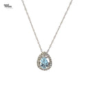 DIAMOND & AQUAMARINE NECKLACE 1.24G 14K-W/G, 1-PEAR CUT AQUAMARINE 0.27CTW, 21-R