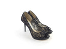 JIMMY CHOO LUNA PEEP TOE LACE BLACK