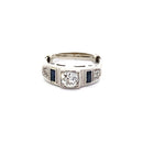 Sapphire Lady's Stone & Diamond Ring 3 Diamonds .70 Carat T.W. 567 White Gold