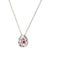 DIAMOND & RUBY NECKLACE 1.24G 14K-W/G, 1-PEAR CUT RUBY 0.40CTW, 21-ROUND BRILLIA