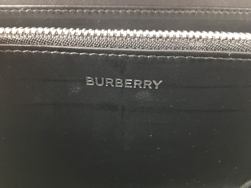 BURBERRY LOGO EMBOSSED LEATHER ZIPAROUND WALLET BLACK