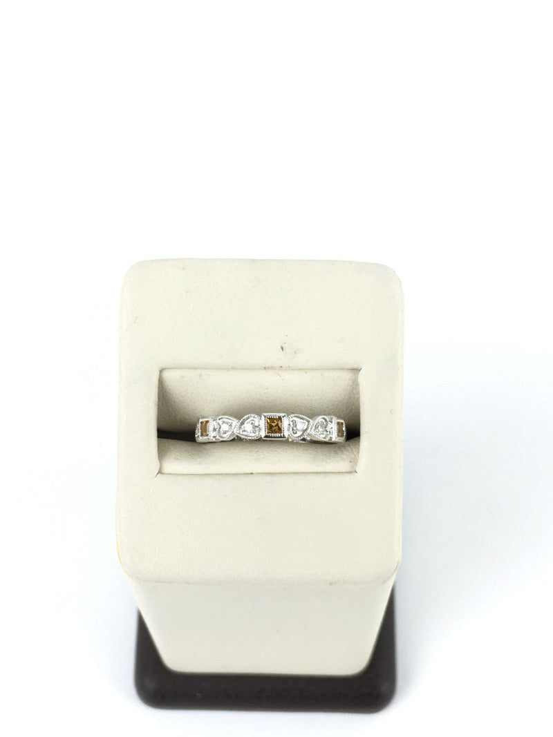 Citrine Lady's Stone & Diamond Ring 5 Diamonds .10 Carat T.W. 10K White Gold