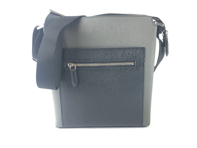 SALVATORE FERRAGAMO REVIVAL LEATHER MESSANGER BAG GRAY/BLACK