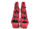 YVES SAINT LAUREN CALFSKIN TRIBUTE 16 LACE UP PLATFORM SANDALS RED SIZE 8