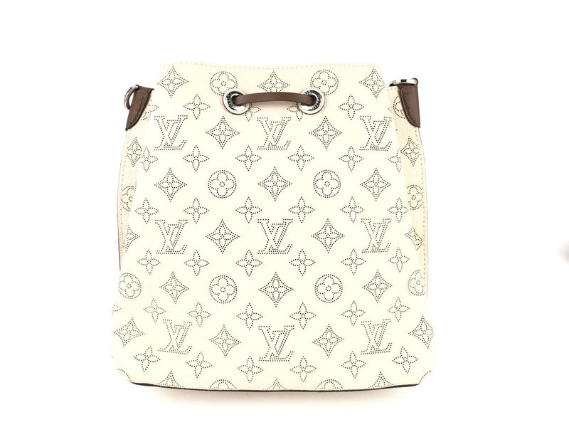 LOUIS VUITTON PERFORATED MAHINA LEATHER MURIA SHOULDER BAG CREME BEIGE