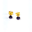 Amethyst Gold-Stone Earrings 10K Yellow Gold 0.36g