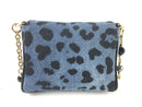 DOLCE & GABBANA BLUE FABRIC LEOPARD MINI BAG