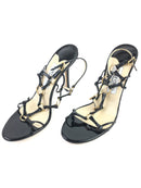 JIMMY CHOO HELIUM PATENT STRAPPY GOLD RING CAGED HEELS