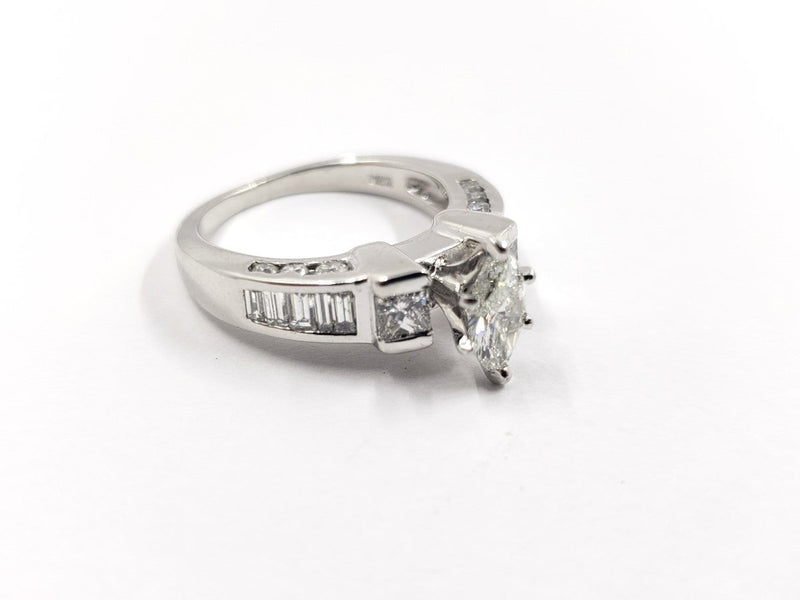 .68cntr Mq Diamond Ring 23 Diamonds 2.48 Carat T.W. 14K White Gold 5.74g