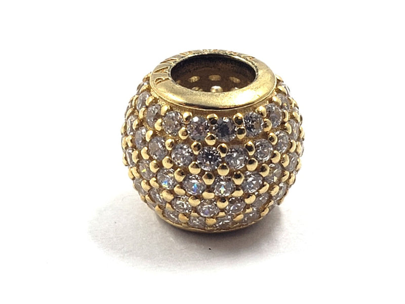 Pandora Gold CZ Pave Ball Charm 14K Yellow Gold 2.35g