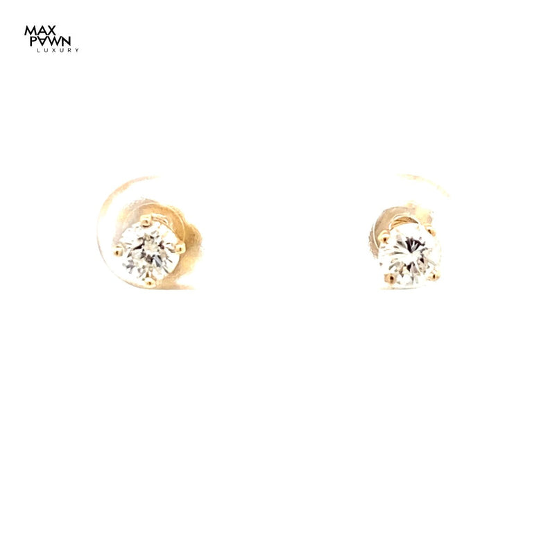 Gold-Diamond Earrings 2 Diamonds .52 Carat T.W. 526 Yellow Gold 0.75g