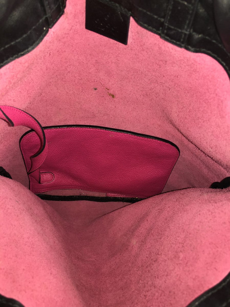 GUCCI CALFSKIN LOGO DRAWSTRING BACKPACK BRIGHT PINK