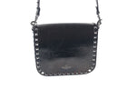 VALENTINO ROCKSTUD SPIKE NOIR CRINKLE LOCK SADDLE CROSSBODY