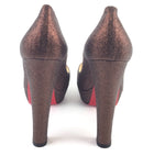 CHRISTIAN LOUBOUTIN BROWN GLITTER ALTADAMA PEEP TOE