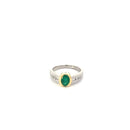 Emerald Lady's Stone & Diamond Ring 6 Diamonds .18 Carat T.W. 14K White Gold