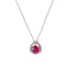 DIAMOND & RUBY NECKLACE 1.24G 14K-W/G, 1-PEAR CUT RUBY 0.40CTW, 21-ROUND BRILLIA