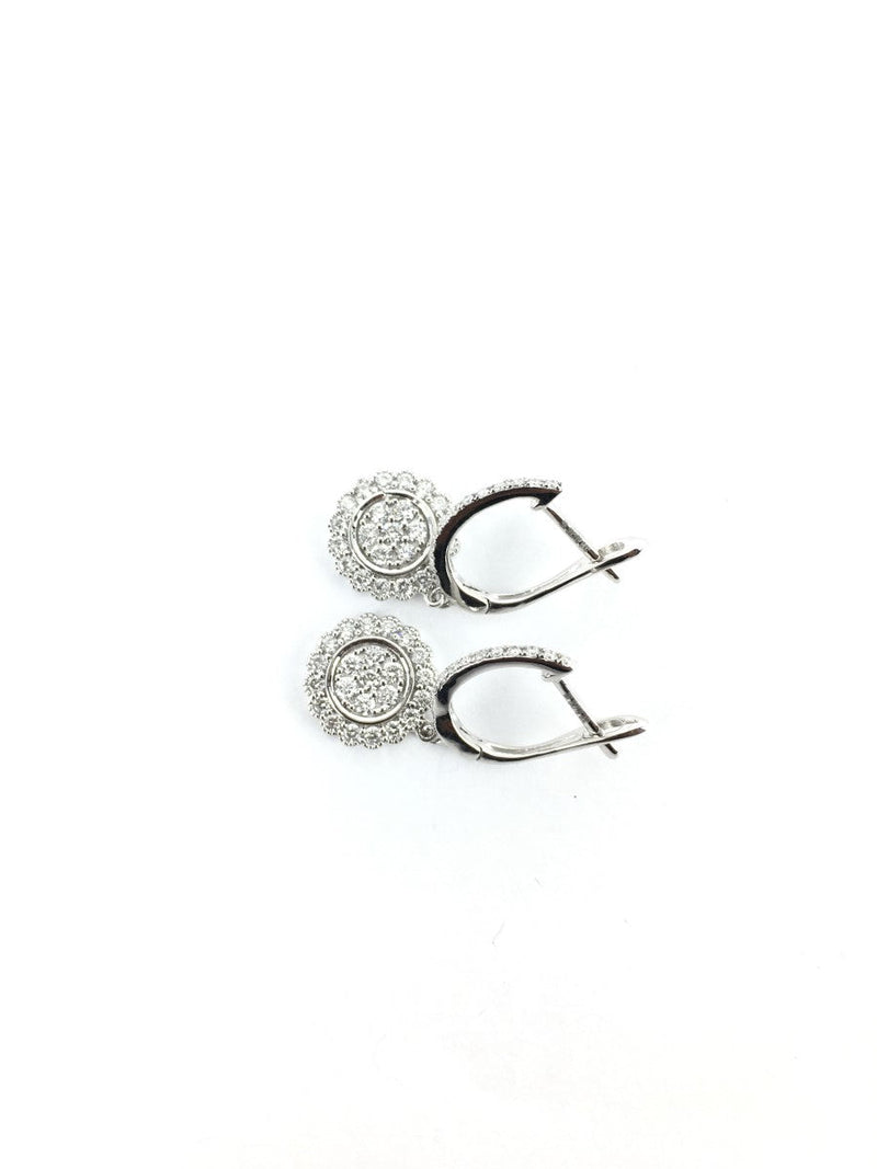 Gold-Diamond Earrings 62 Diamonds .62 Carat T.W. 10K White Gold 2.16g