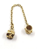 Pandora Gold Flower Safety Chain Charm 14K Yellow Gold 2.69g